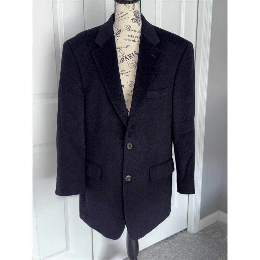 Marshall Fields Blazer Mens 41R Black 100% Cashmere Sport Coat Jacket Button Sof